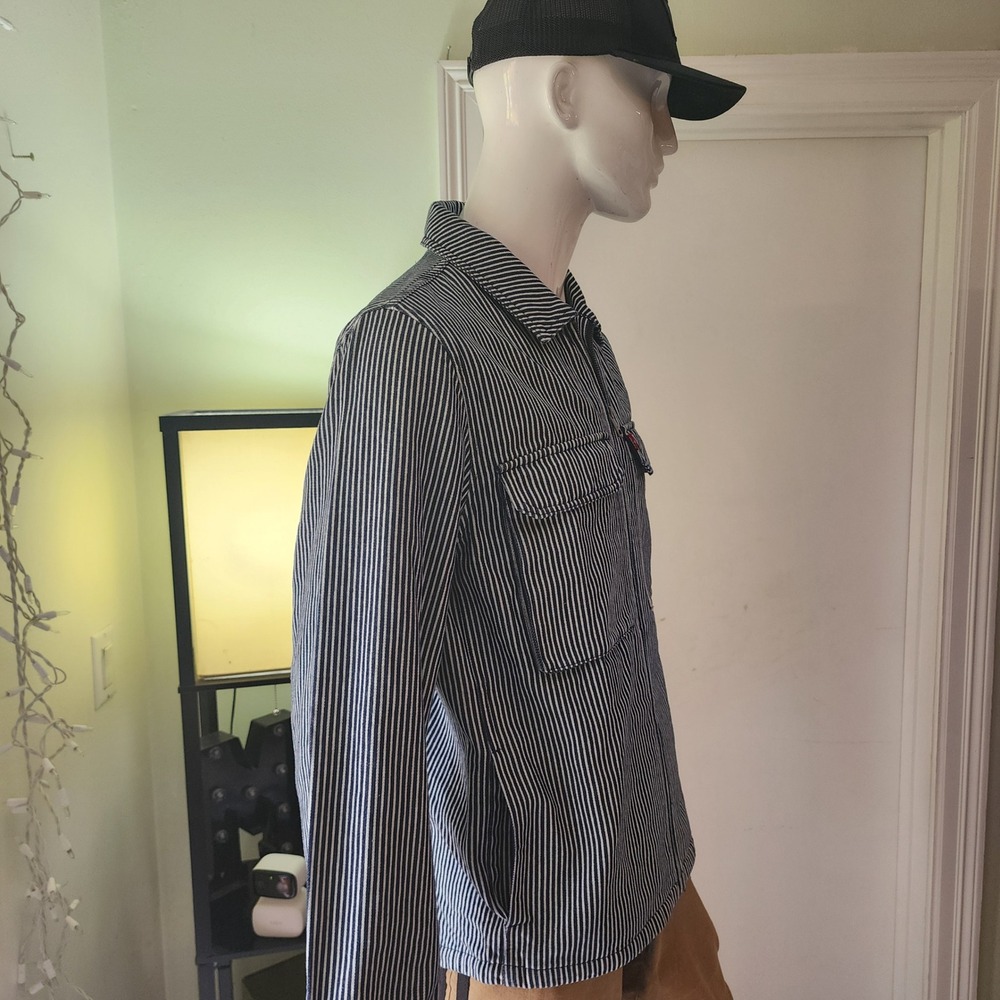 Levis Hickory Stripe Denim Zip Up Workwear Jacket Mens Blue White Chore Coat @27 - Picture 7 of 15